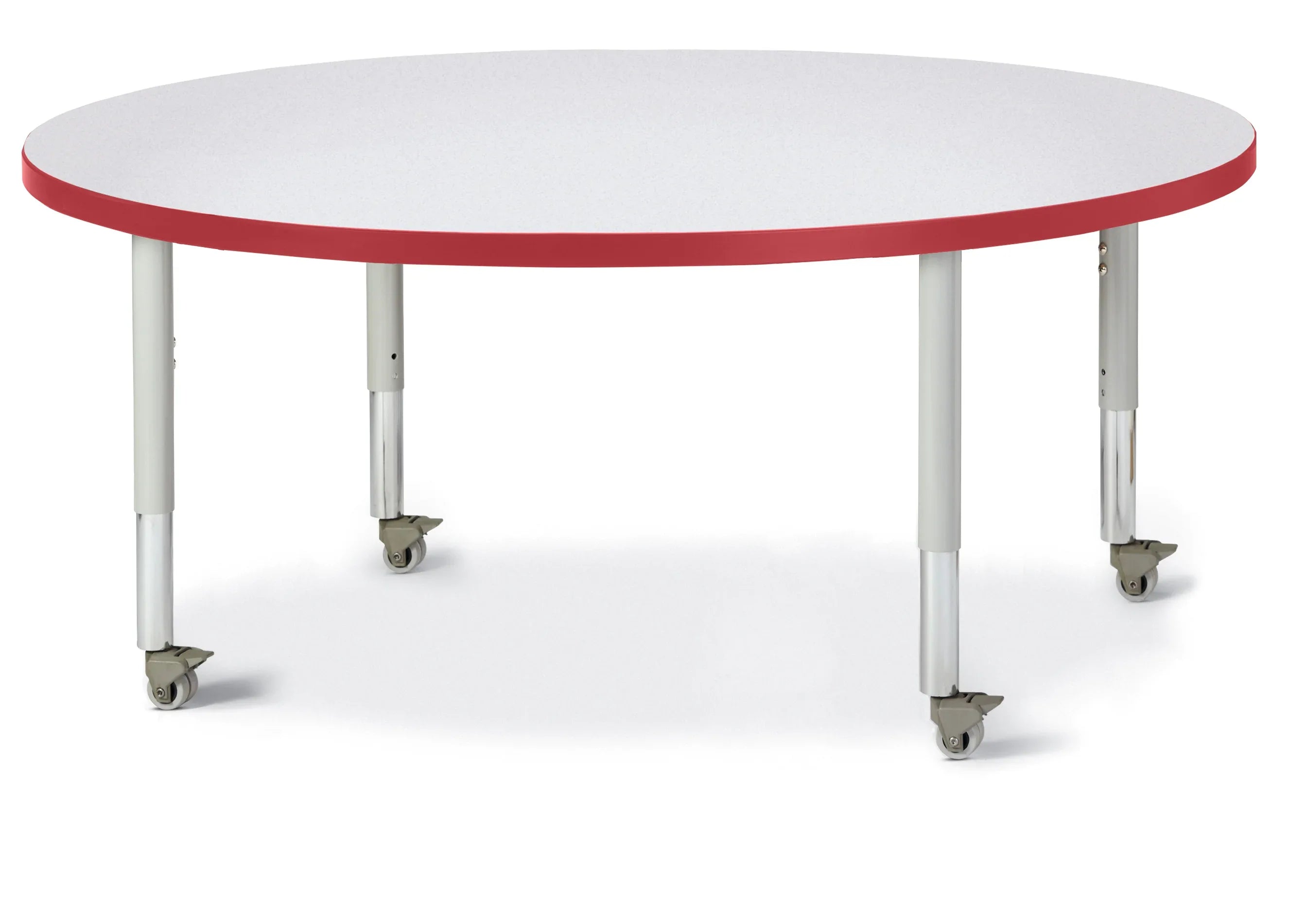 Berries® Round Activity Table - 48" Diameter, Mobile - Freckled Gray/Red/Gray