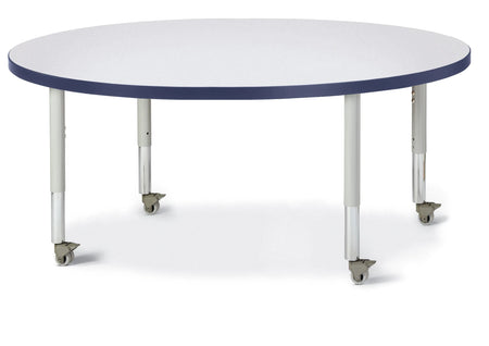 Berries® Round Activity Table - 48" Diameter, Mobile - Freckled Gray/Navy/Gray