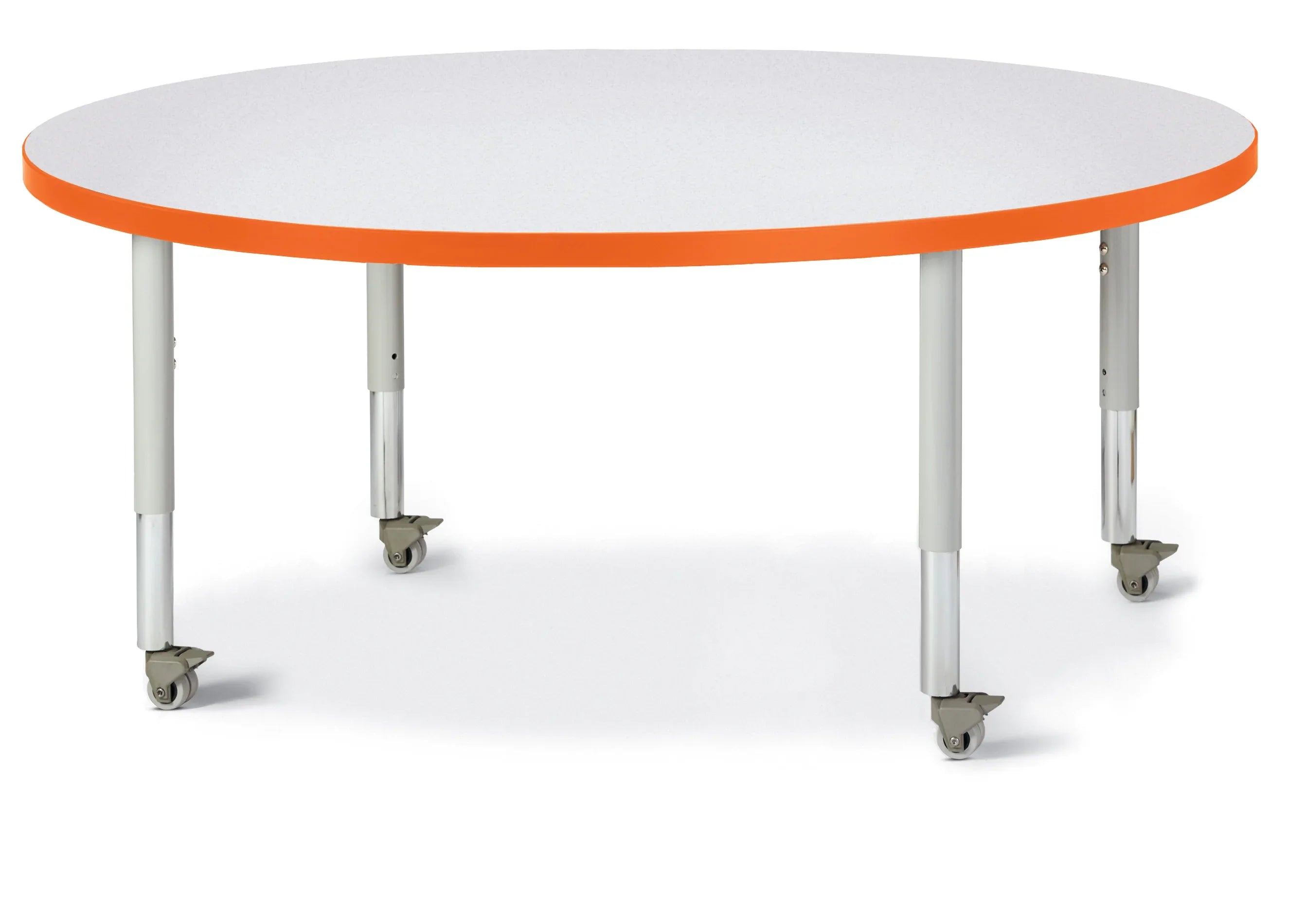 Berries® Round Activity Table - 48" Diameter, Mobile - Freckled Gray/Orange/Gray