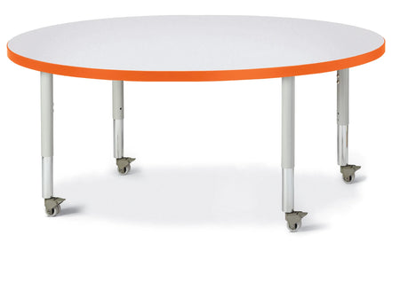 Berries® Round Activity Table - 48" Diameter, Mobile - Freckled Gray/Orange/Gray
