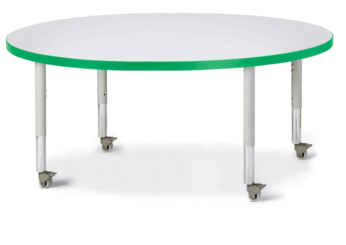 Berries® Round Activity Table - 48" Diameter, Mobile - Freckled Gray/Green/Gray