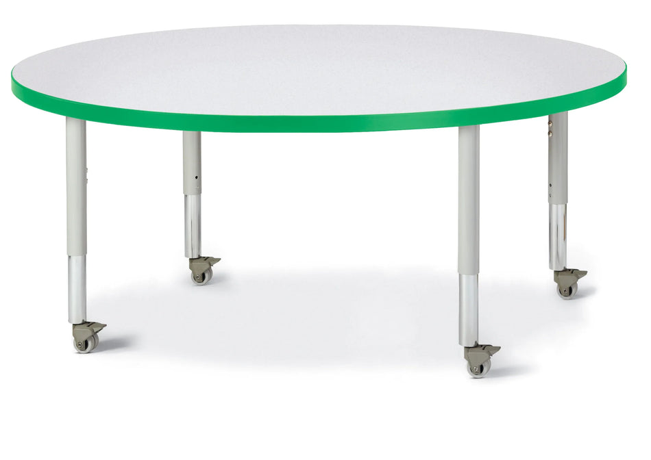 Berries® Round Activity Table - 48" Diameter, Mobile - Freckled Gray/Green/Gray