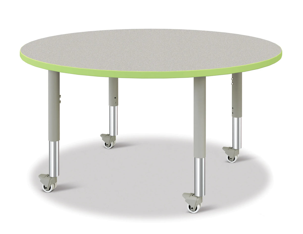 Berries® Round Activity Table - 48" Diameter, Mobile -Gray/Key Lime/Gray
