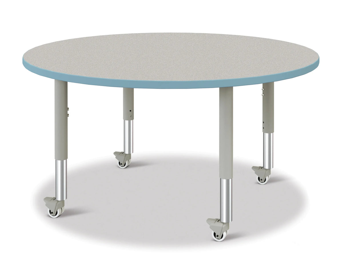 Berries® Round Activity Table - 48" Diameter, Mobile - Freckled Gray/Coastal Blue/Gray
