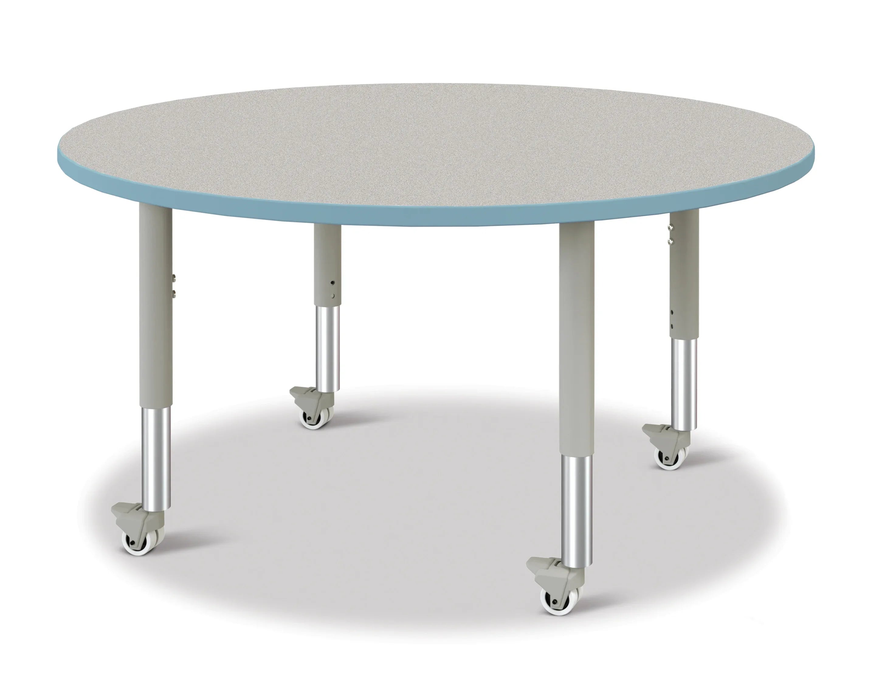 Berries® Round Activity Table - 48" Diameter, Mobile - Freckled Gray/Coastal Blue/Gray
