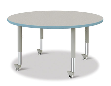 Berries® Round Activity Table - 48" Diameter, Mobile - Freckled Gray/Coastal Blue/Gray