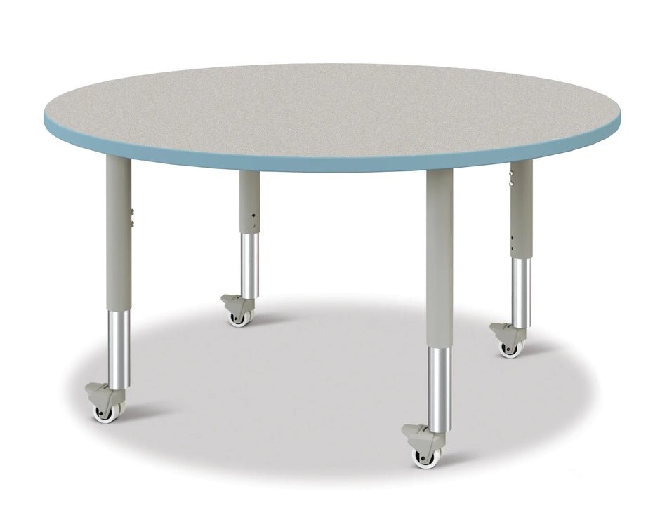 Berries® Round Activity Table - 48" Diameter, Mobile - Freckled Gray/Coastal Blue/Gray