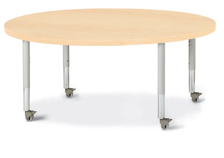 Berries® Round Activity Table - 48" Diameter, Mobile - Maple/Maple/Gray