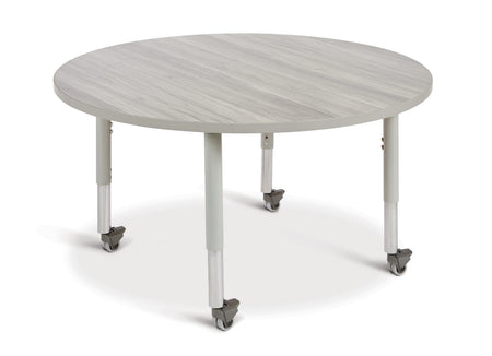 Berries® Round Activity Table - 48" Diameter, Mobile - Driftwood Gray/Gray/Gray
