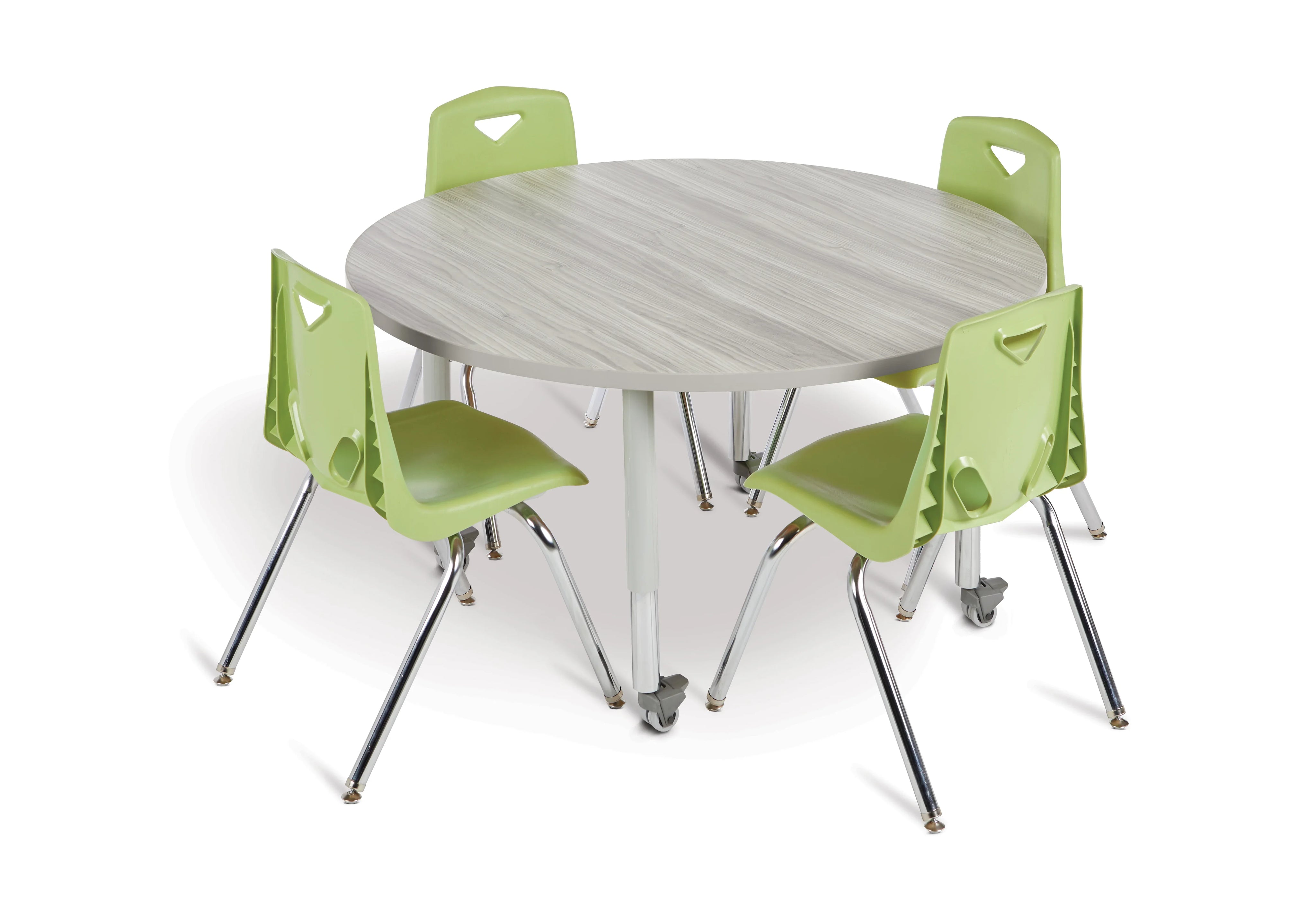 Berries® Round Activity Table - 36" Diameter, Mobile - Driftwood Gray/Gray/Gray