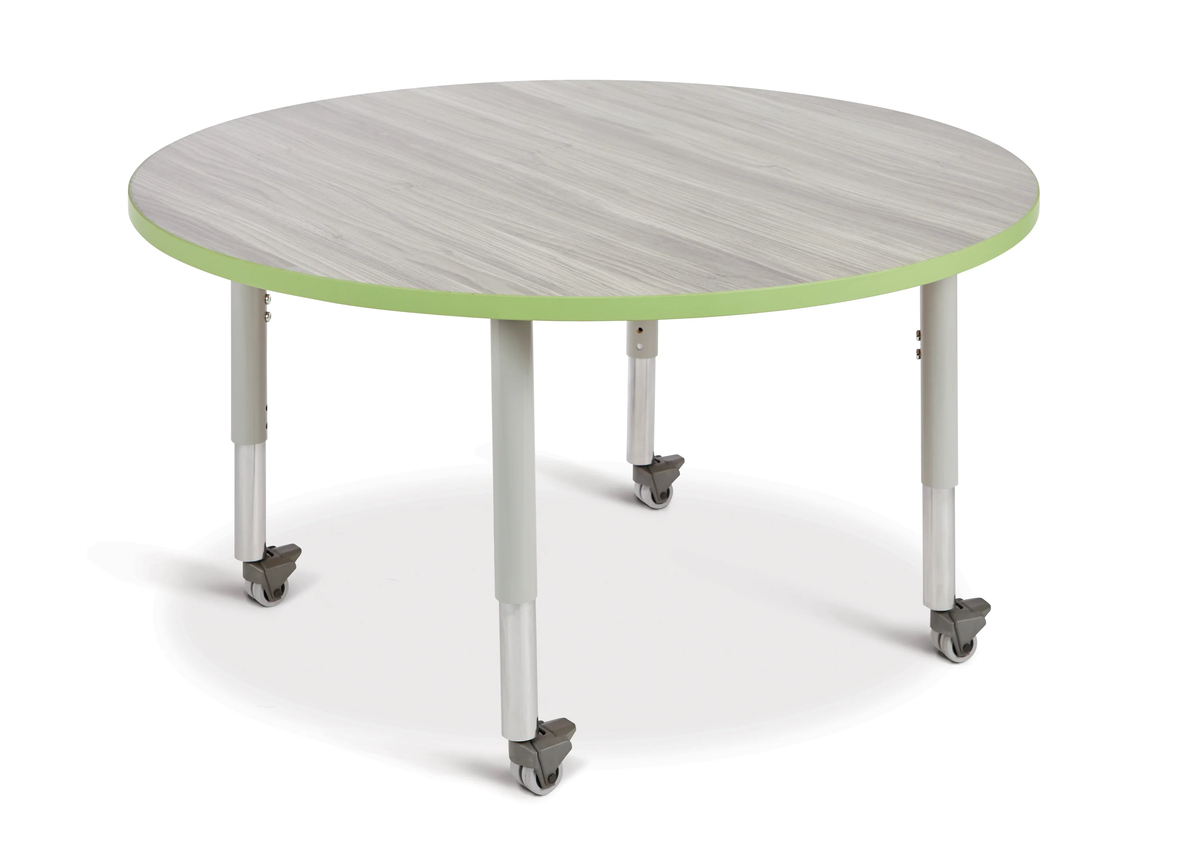 Berries® Round Activity Table - 48" Diameter, Mobile - Driftwood Gray/Key Lime/Gray