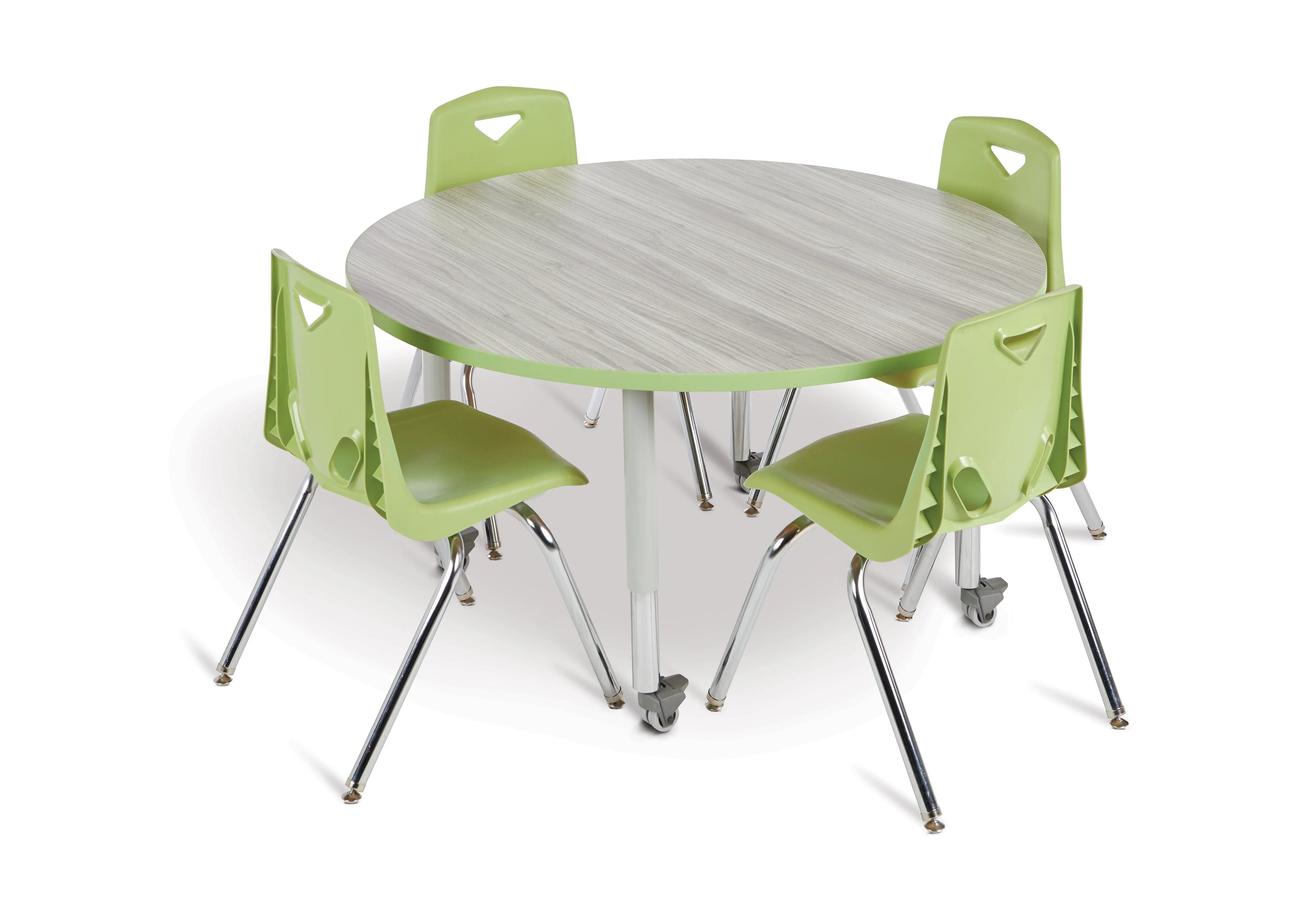 Berries® Round Activity Table - 48" Diameter, E-height - Driftwood Gray/Key Lime/Gray