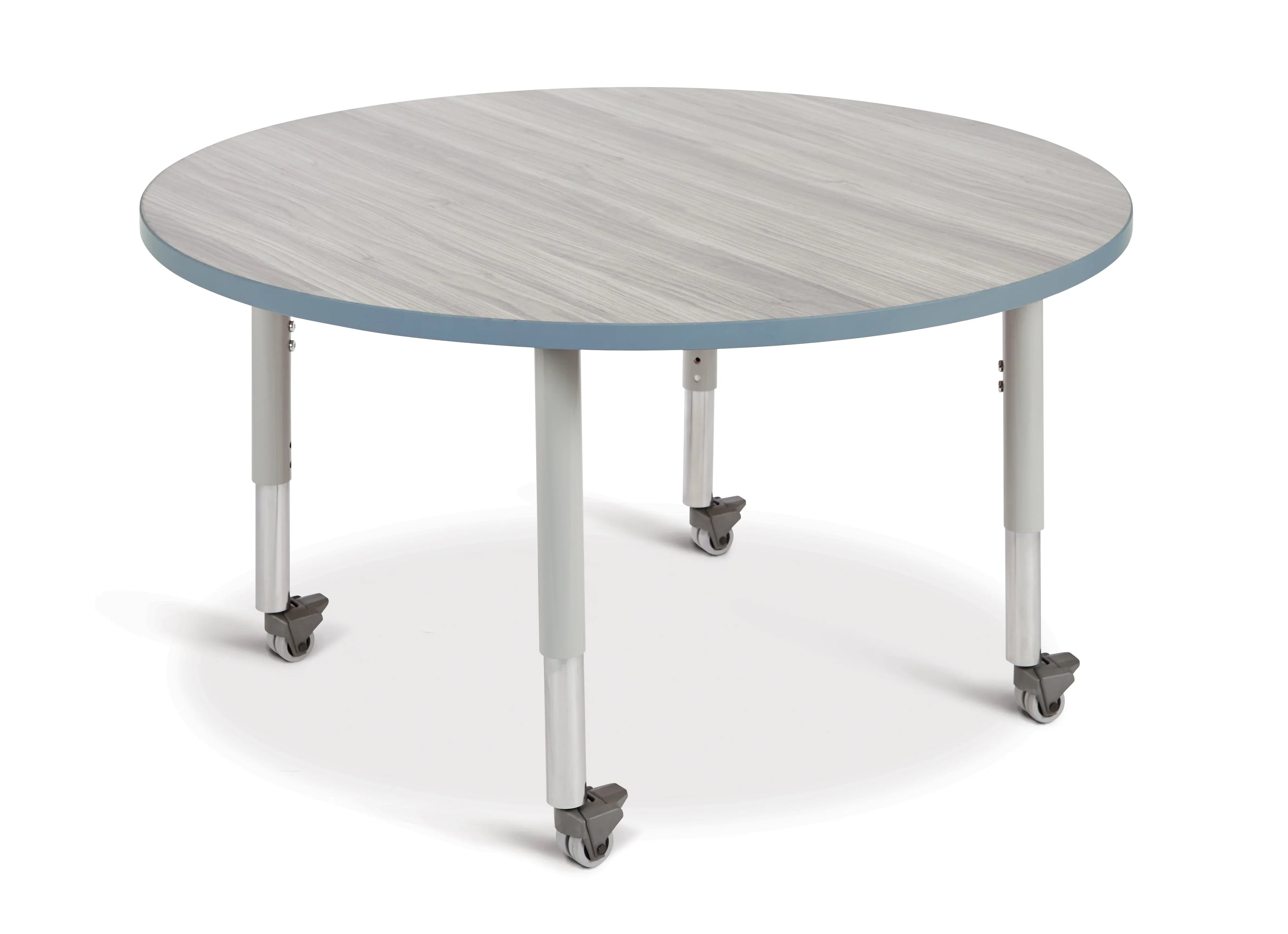 Berries® Round Activity Table - 48" Diameter, Mobile - Driftwood Gray/Coastal Blue/Gray