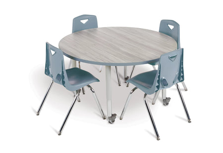 Berries® Round Activity Table - 42" Diameter, A-height - Driftwood Gray/Coastal Blue/Gray