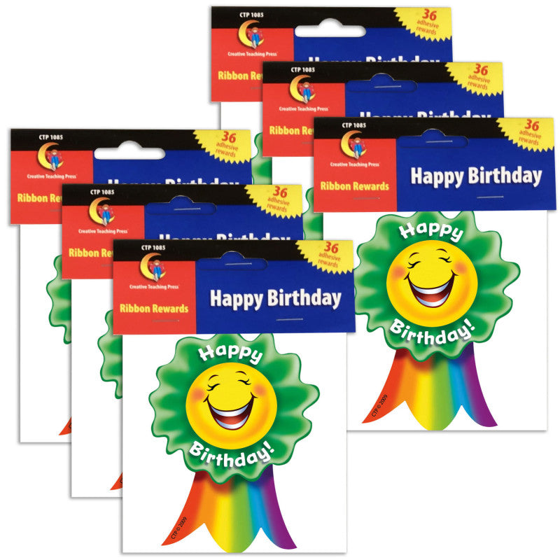 Happy Birthday, Ribbon Award, 36 Per Pack, 6 Packs