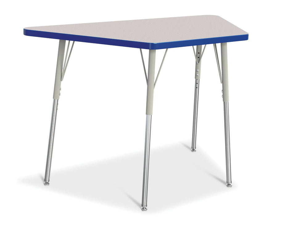 Berries® Trapezoid Activity Tables - 24" X 48", A-height - Freckled Gray/Blue/Gray