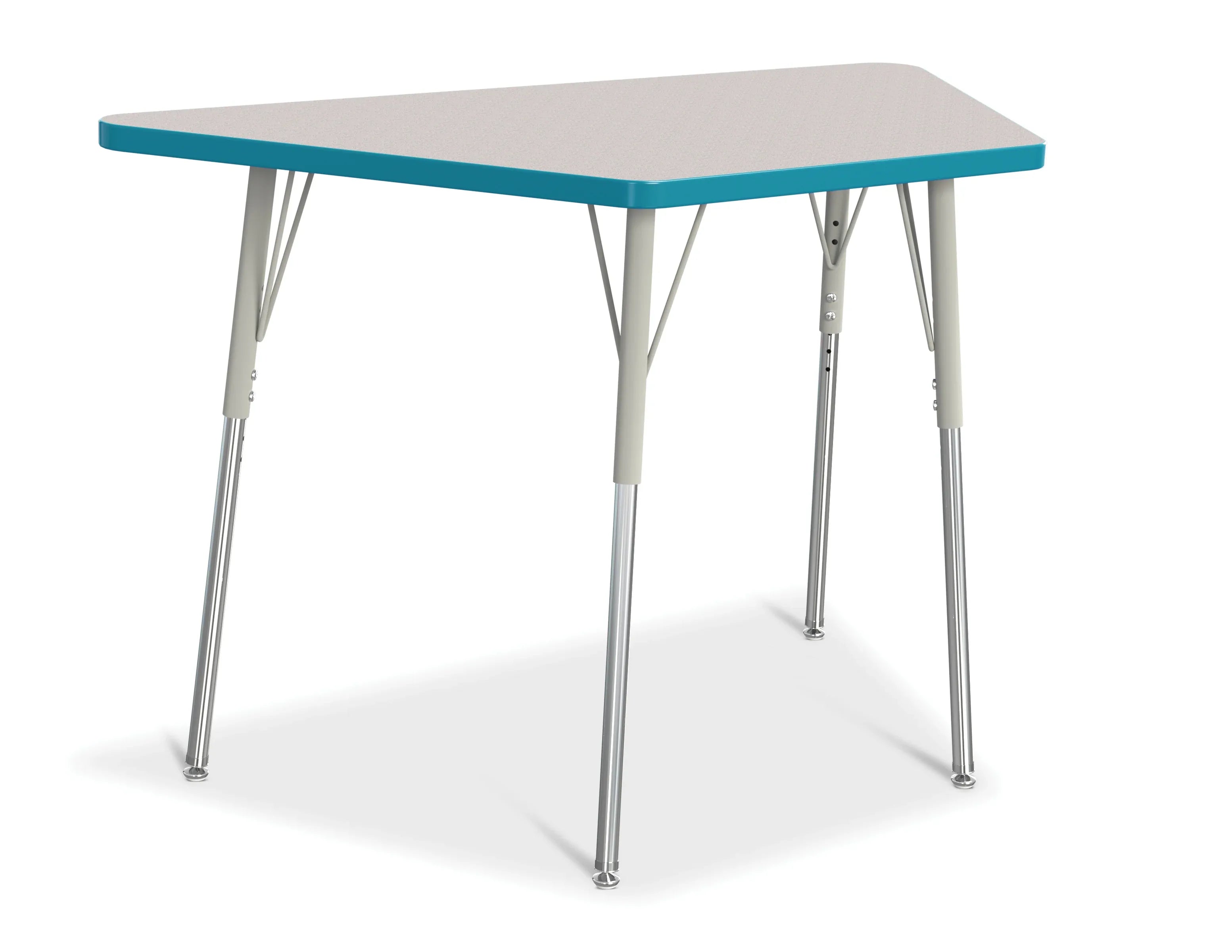 Berries® Trapezoid Activity Tables - 24" X 48", A-height - Freckled Gray/Teal/Gray