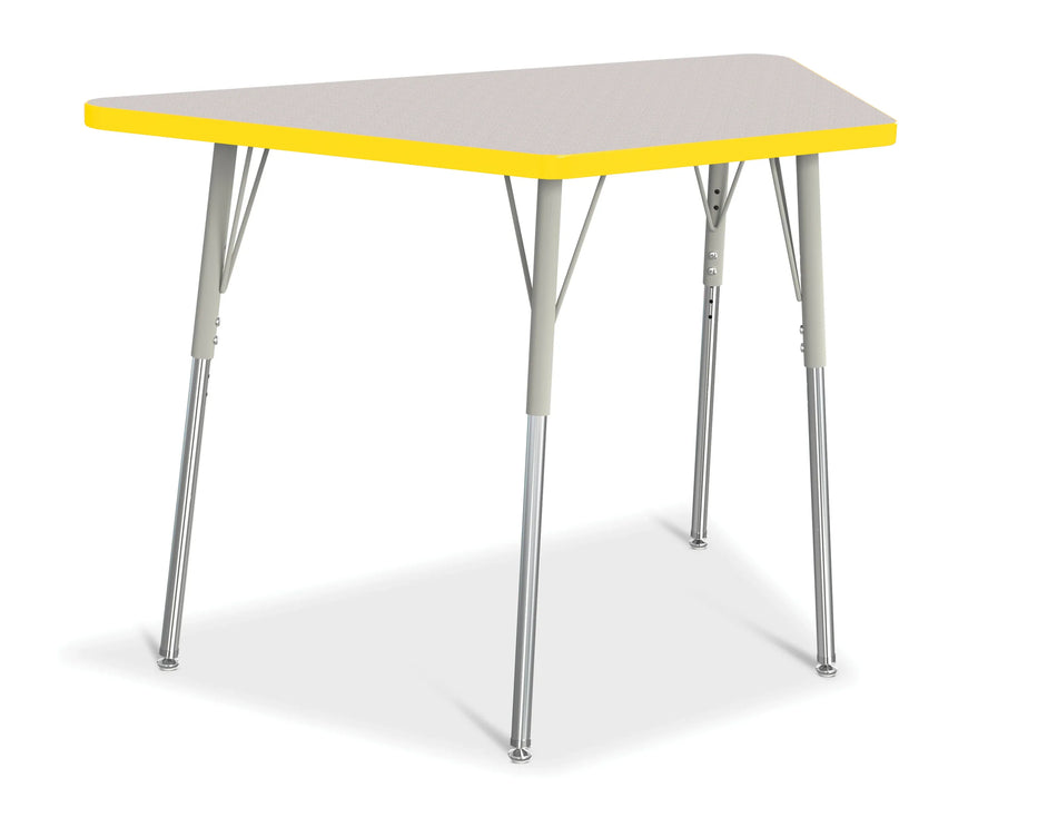 Berries® Trapezoid Activity Tables - 24" X 48", A-height - Freckled Gray/Yellow/Gray