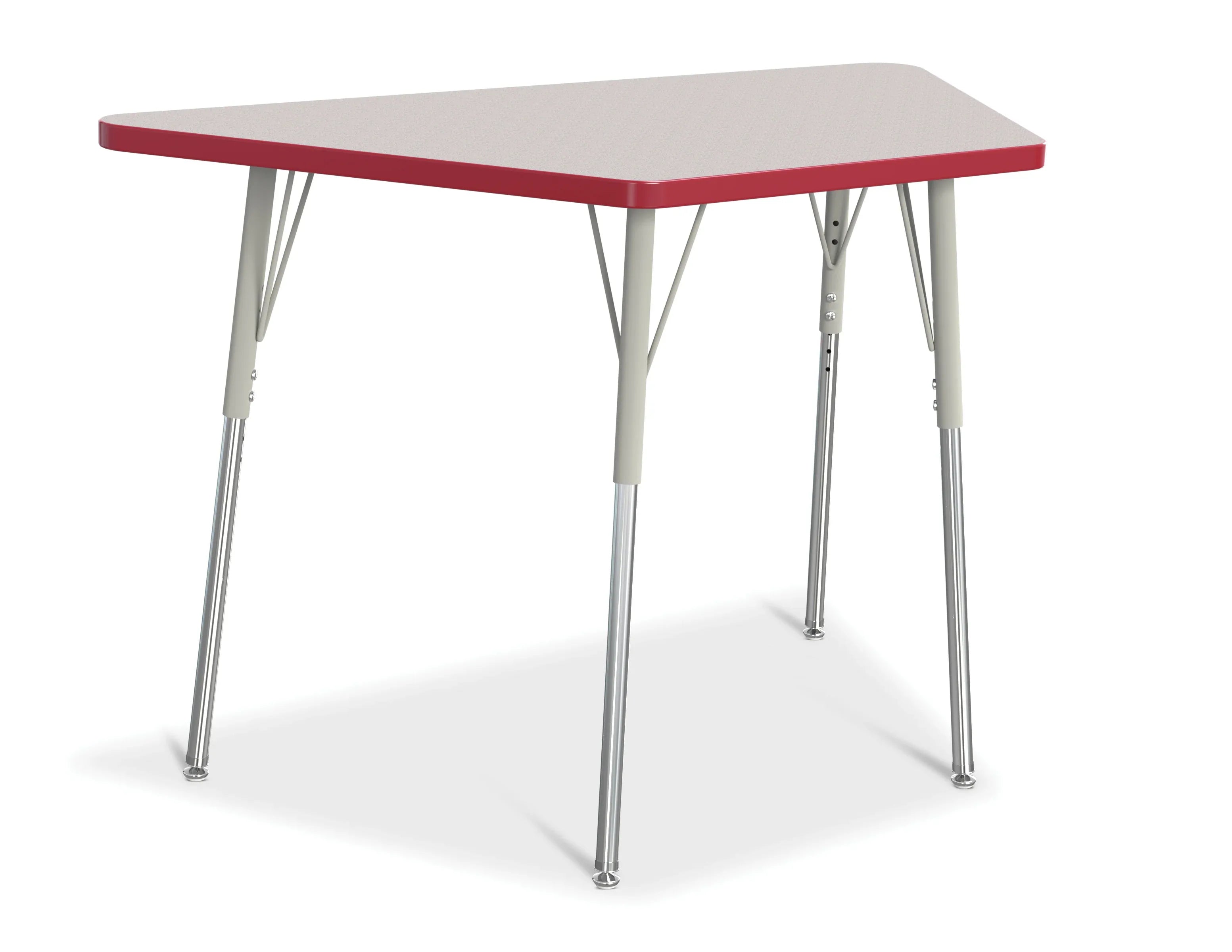 Berries® Trapezoid Activity Tables - 24" X 48", A-height - Freckled Gray/Red/Gray