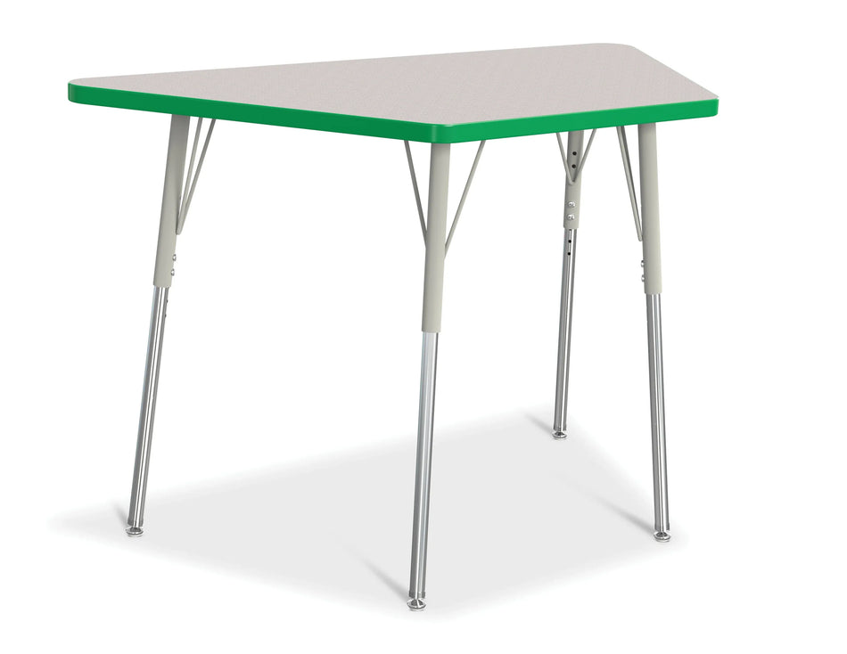 Berries® Trapezoid Activity Tables - 24" X 48", A-height - Freckled Gray/Green/Gray