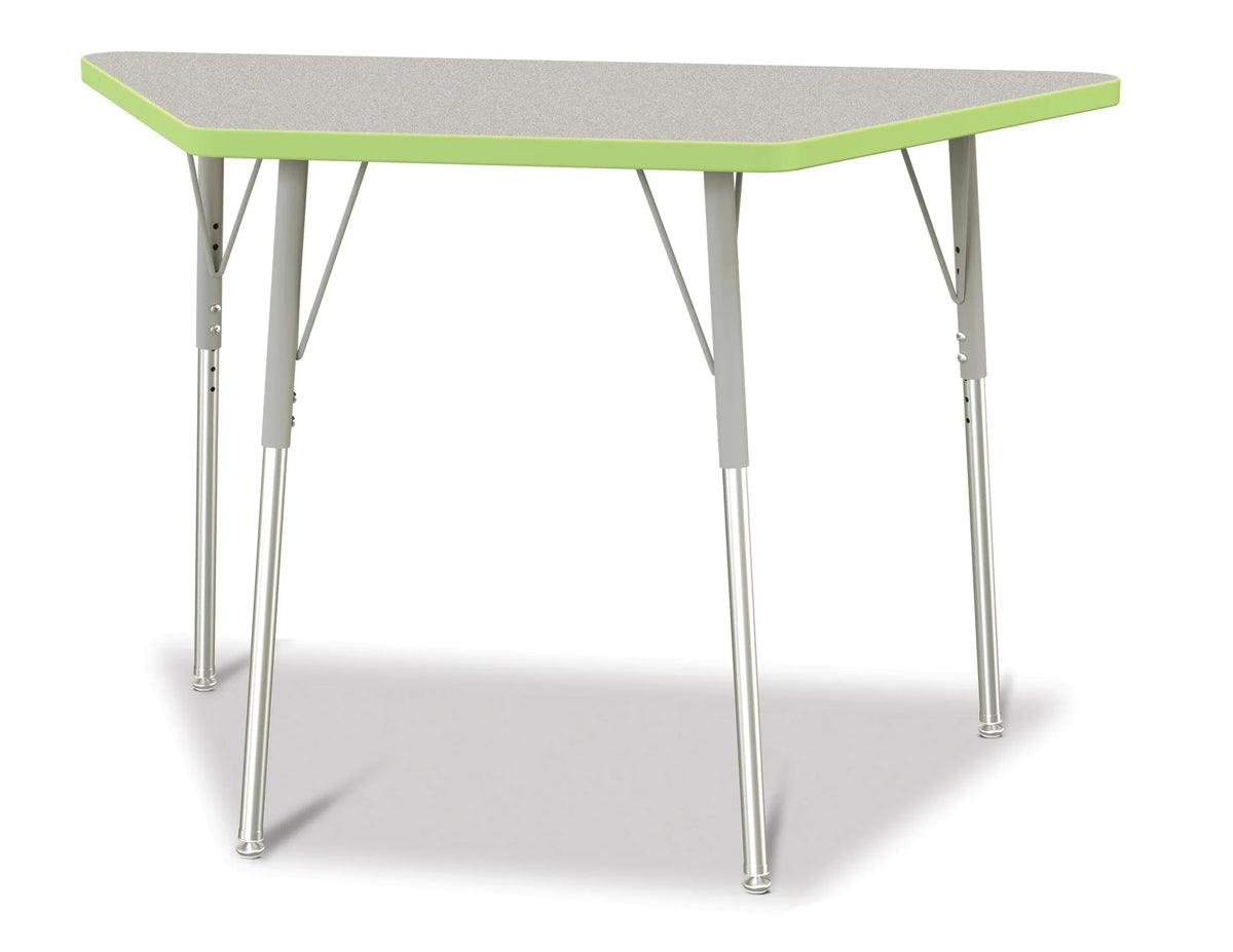 Berries® Trapezoid Activity Tables - 24" X 48", A-height - Freckled Gray/Key Lime/Gray