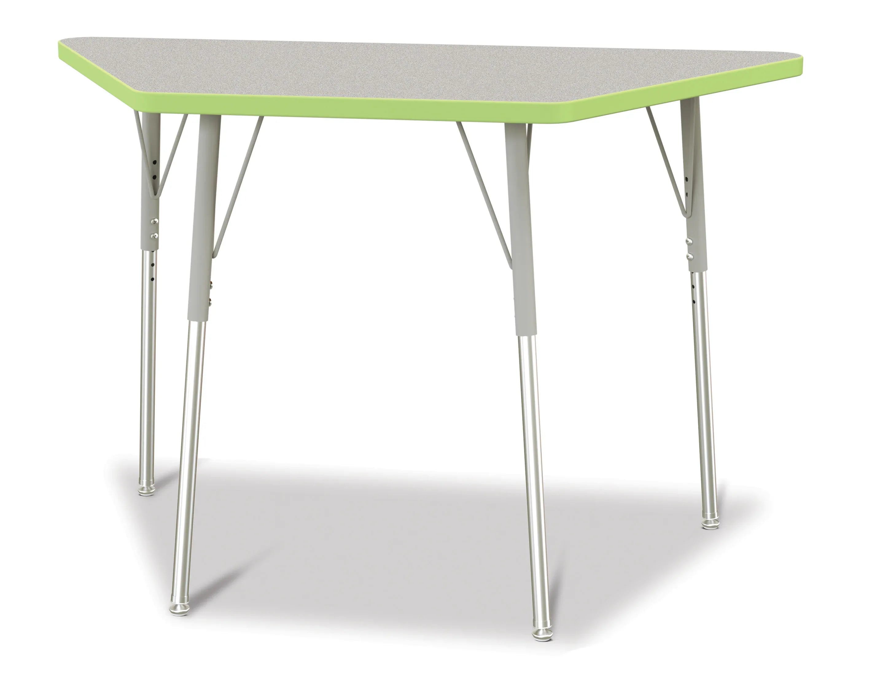 Berries® Trapezoid Activity Tables - 24" X 48", A-height - Freckled Gray/Key Lime/Gray