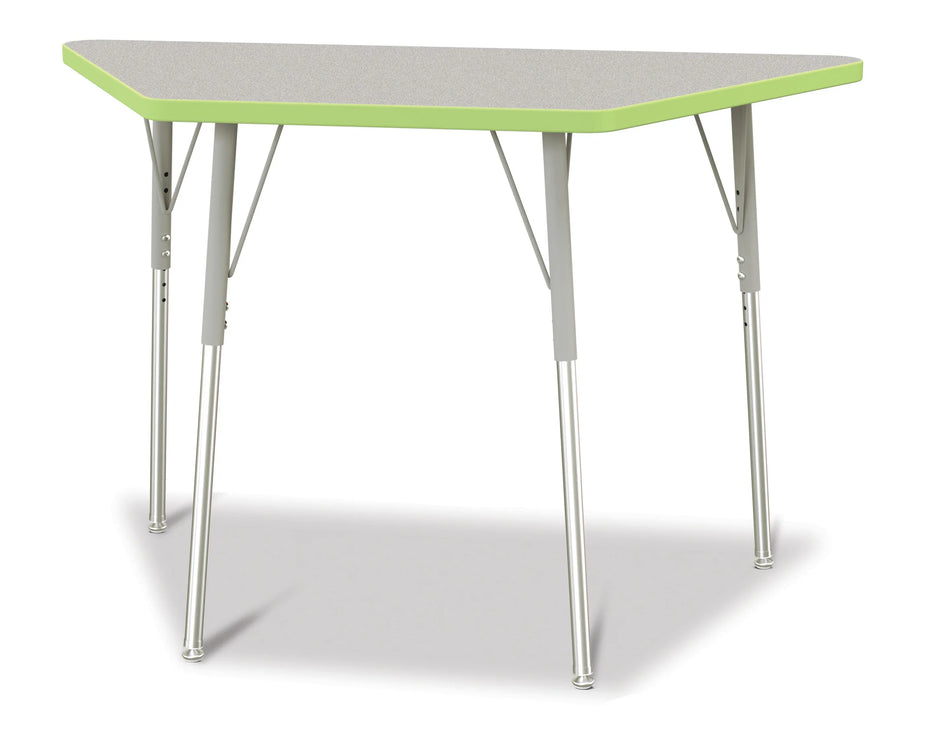 Berries® Trapezoid Activity Tables - 24" X 48", A-height - Freckled Gray/Key Lime/Gray