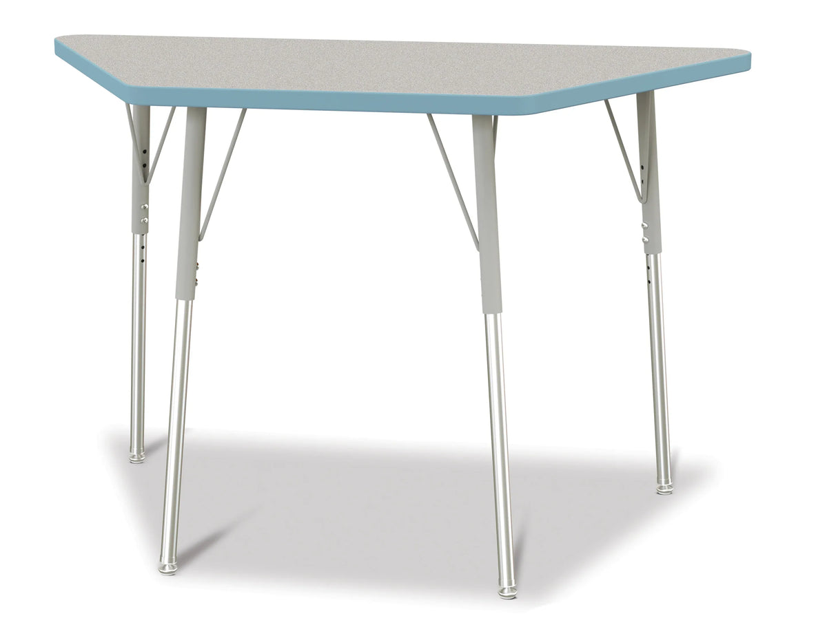 Berries® Trapezoid Activity Tables - 24" X 48", A-height - Freckled Gray/Coastal Blue/Gray