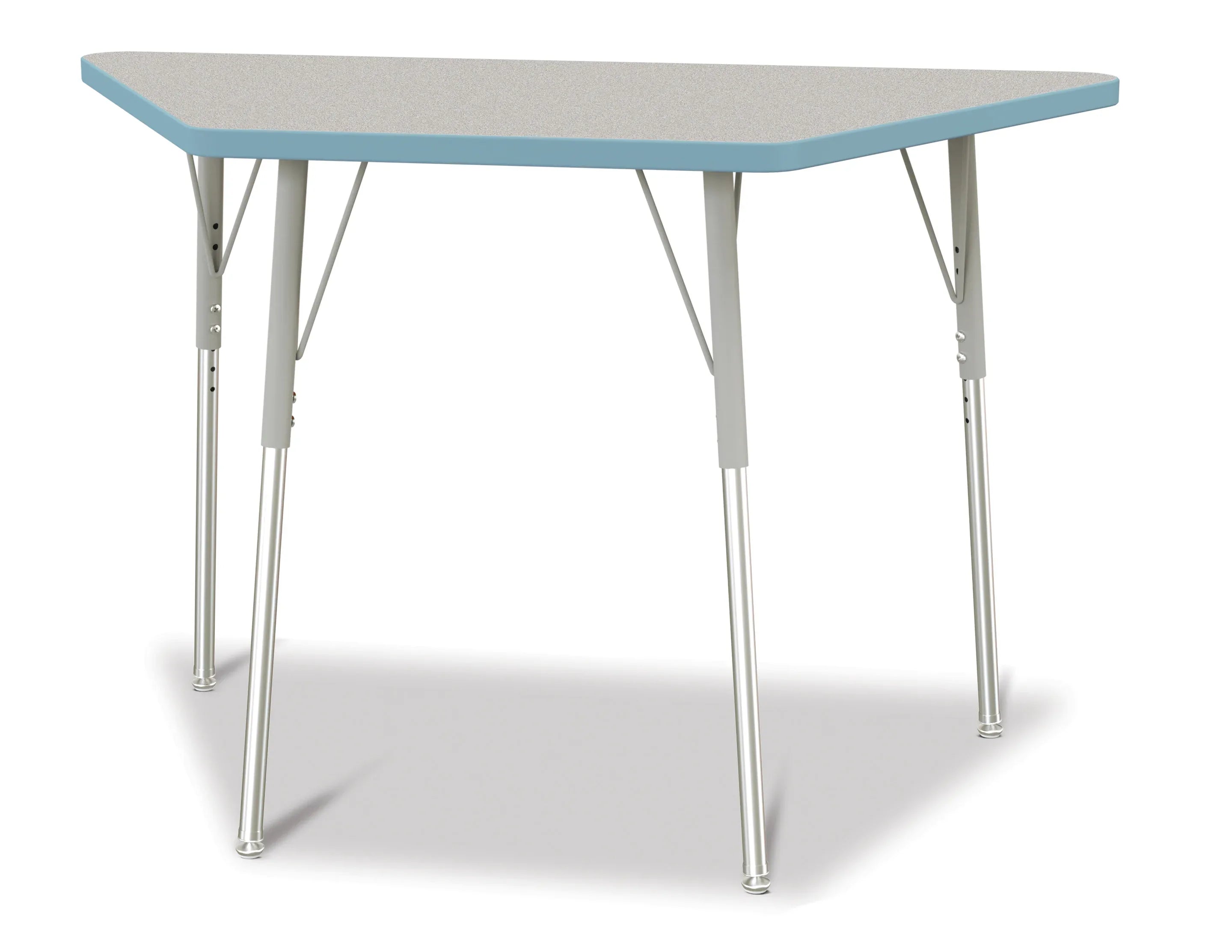 Berries® Trapezoid Activity Tables - 24" X 48", A-height - Freckled Gray/Coastal Blue/Gray