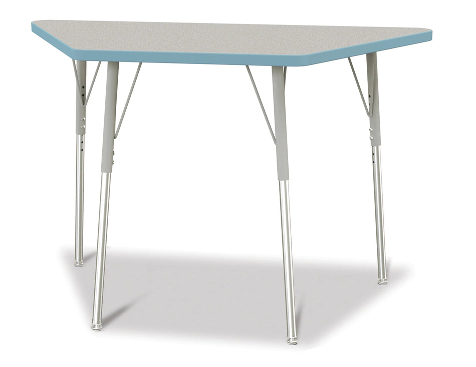 Berries® Trapezoid Activity Tables - 24" X 48", A-height - Freckled Gray/Coastal Blue/Gray
