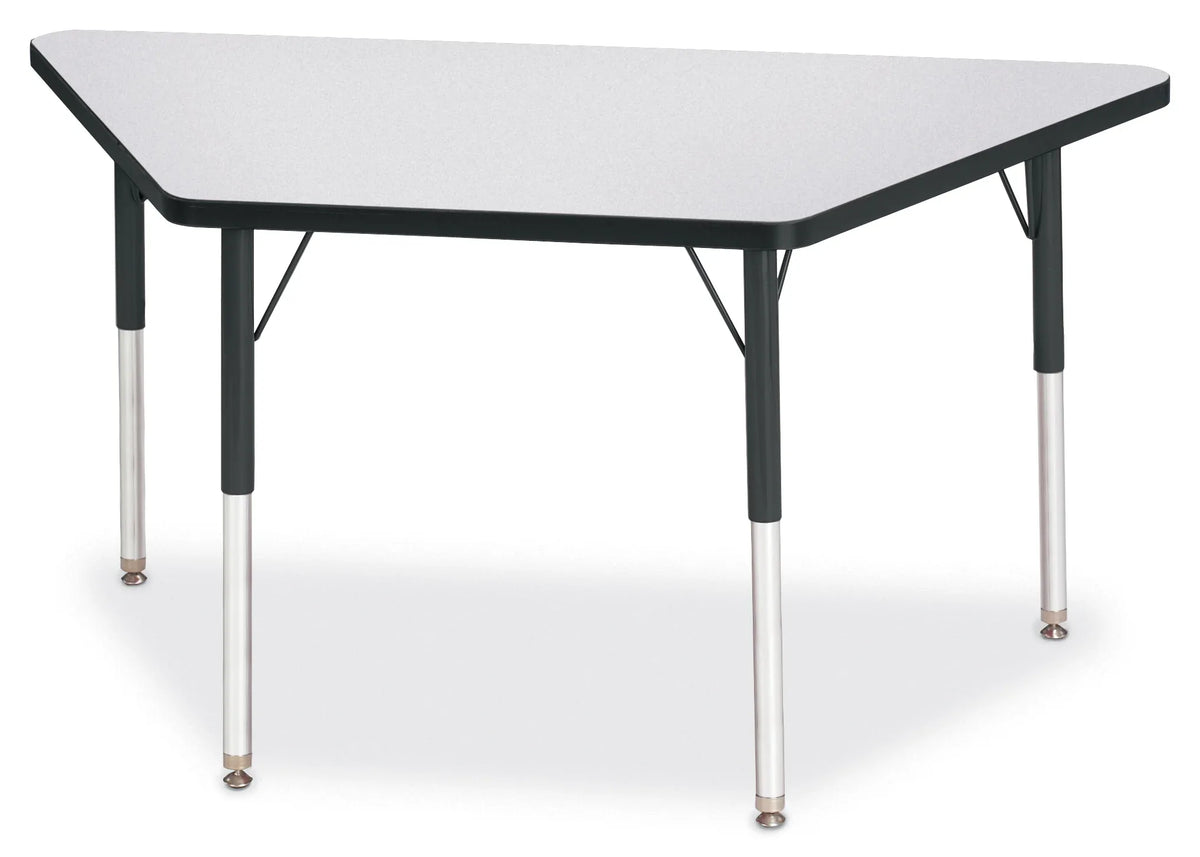 Berries® Trapezoid Activity Tables - 24" X 48", A-height - Freckled Gray/Black/Black