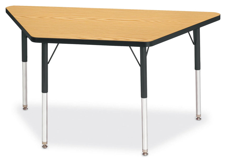 Berries® Trapezoid Activity Tables - 24" X 48", A-height - Oak/Black/Black