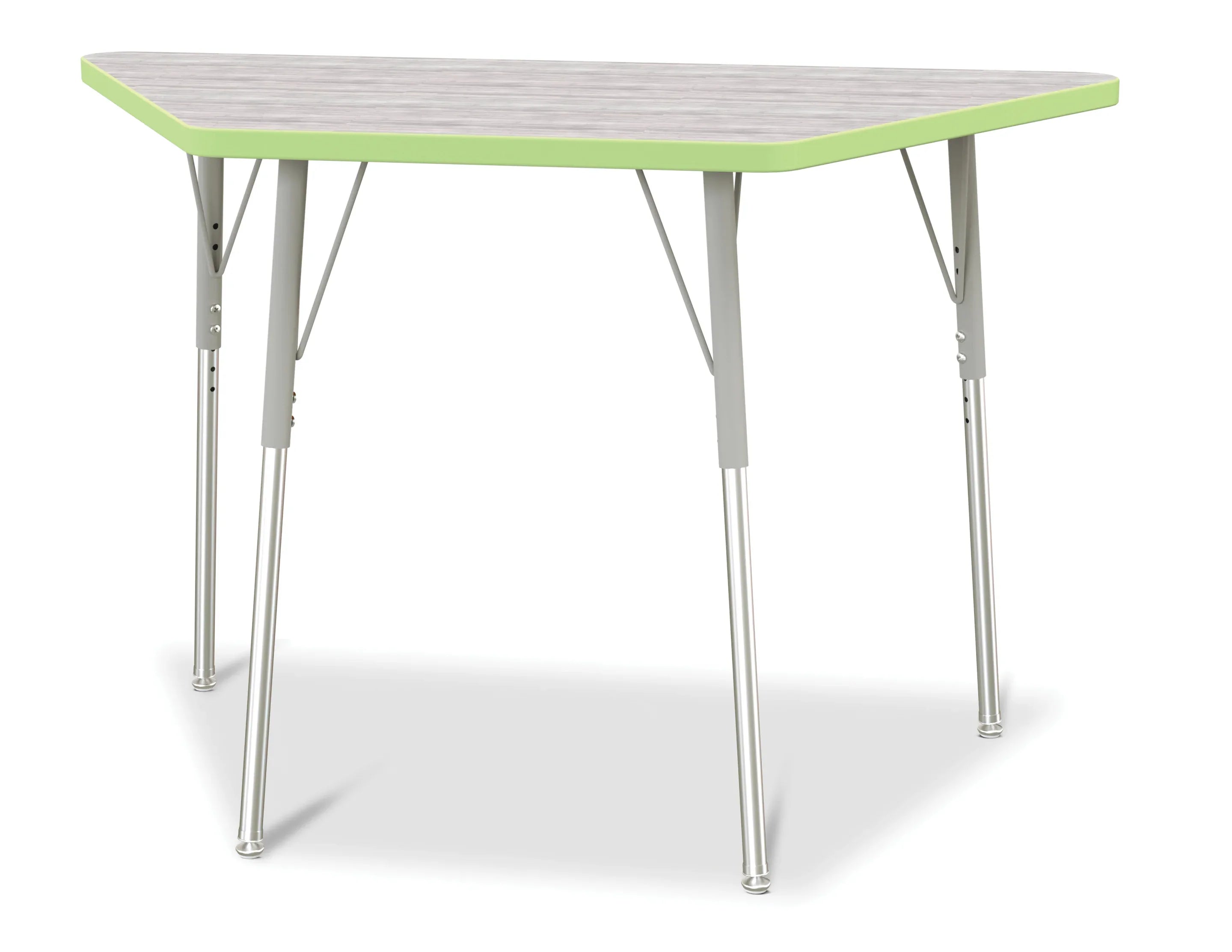 Berries® Trapezoid Activity Table - 24" X 48", A-height - Driftwood Gray/Key Lime/Gray