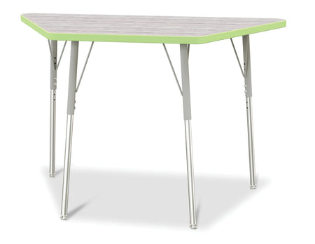 Berries® Trapezoid Activity Table - 24" X 48", A-height - Driftwood Gray/Key Lime/Gray