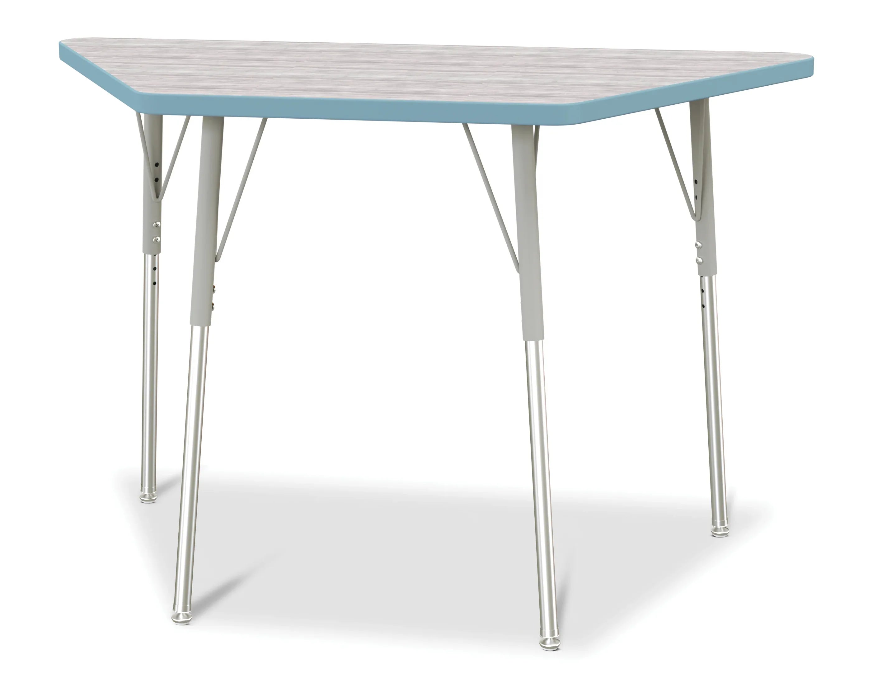 Berries® Trapezoid Activity Table - 24" X 48", A-height - Driftwood Gray/Coastal Blue/Gray