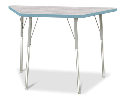 Berries® Trapezoid Activity Table - 24" X 48", A-height - Driftwood Gray/Coastal Blue/Gray