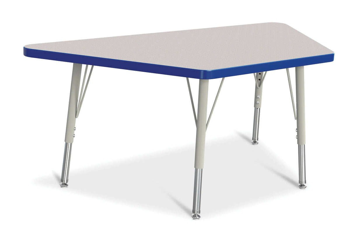 Berries® Trapezoid Activity Tables - 24" X 48", E-height - Freckled Gray/Blue/Gray