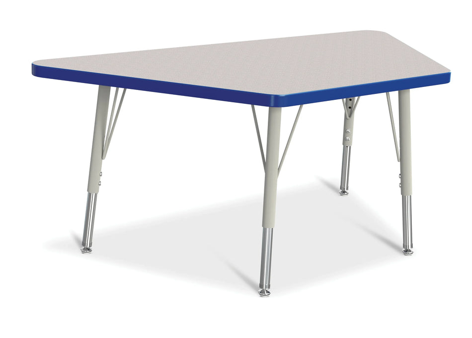 Berries® Trapezoid Activity Tables - 24" X 48", E-height - Freckled Gray/Blue/Gray