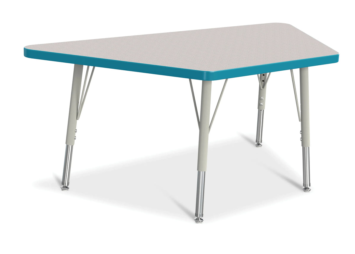 Berries® Trapezoid Activity Tables - 24" X 48", E-height - Freckled Gray/Teal/Gray