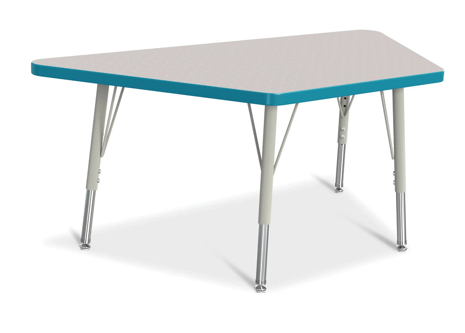 Berries® Trapezoid Activity Tables - 24" X 48", E-height - Freckled Gray/Teal/Gray