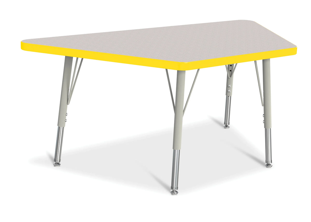 Berries® Trapezoid Activity Tables - 24" X 48", E-height - Freckled Gray/Yellow/Gray