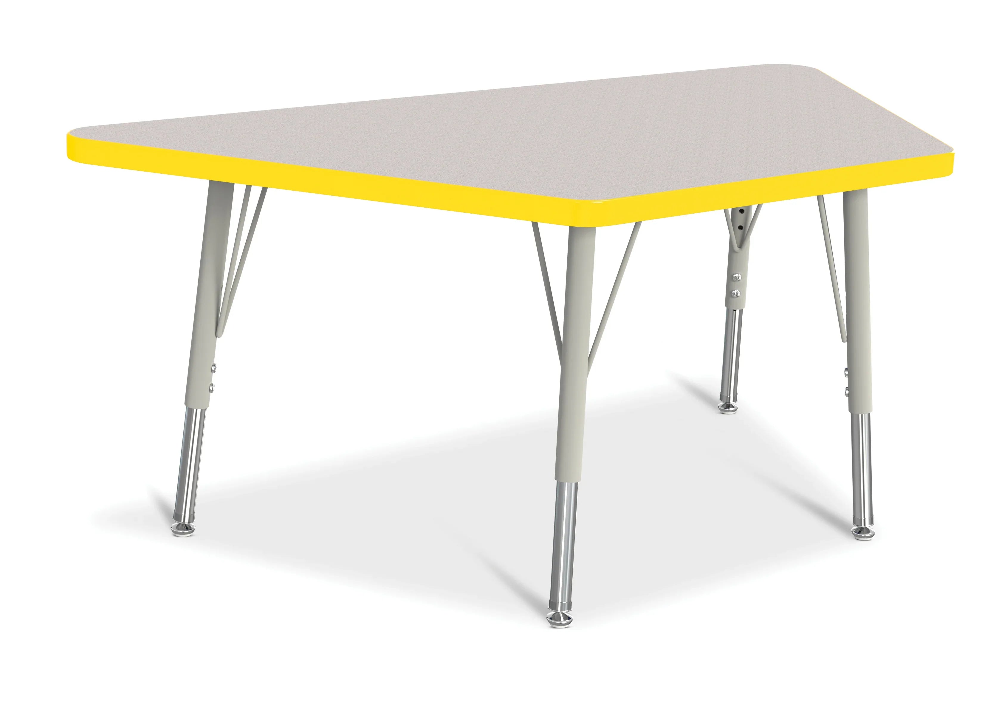 Berries® Trapezoid Activity Tables - 24" X 48", E-height - Freckled Gray/Yellow/Gray