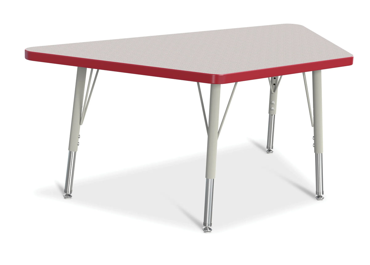 Berries® Trapezoid Activity Tables - 24" X 48", E-height - Freckled Gray/Red/Gray