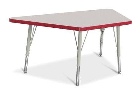 Berries® Trapezoid Activity Tables - 24" X 48", E-height - Freckled Gray/Red/Gray