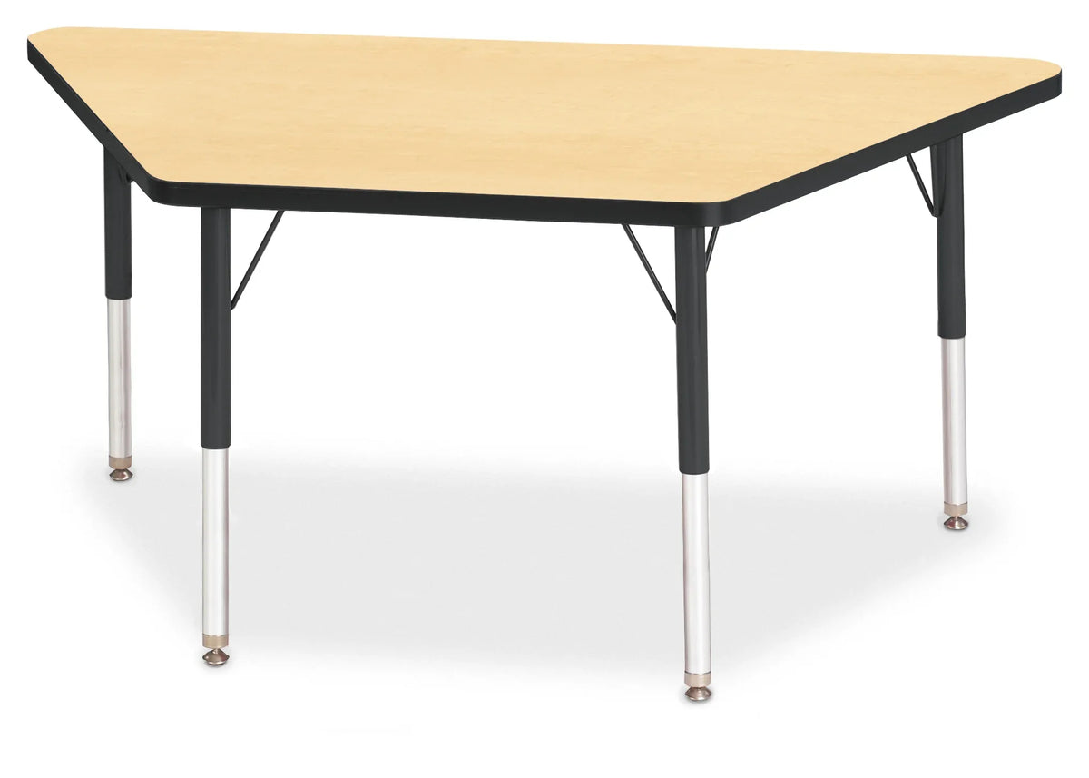Berries® Trapezoid Activity Tables - 24" X 48", E-height - Maple/Black/Black