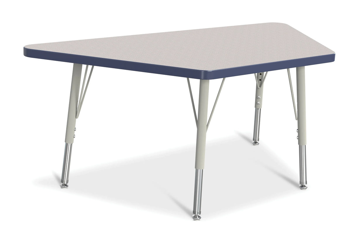 Berries® Trapezoid Activity Tables - 24" X 48", E-height - Freckled Gray/Navy/Gray