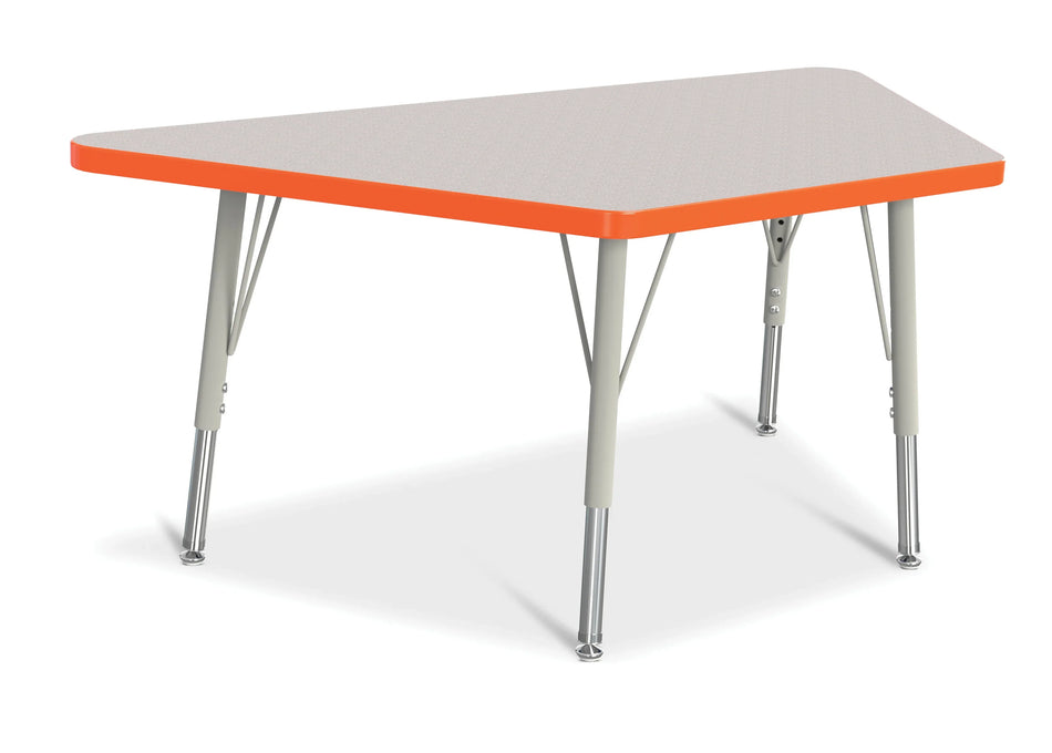 Berries® Trapezoid Activity Tables - 24" X 48", E-height - Freckled Gray/Orange/Gray