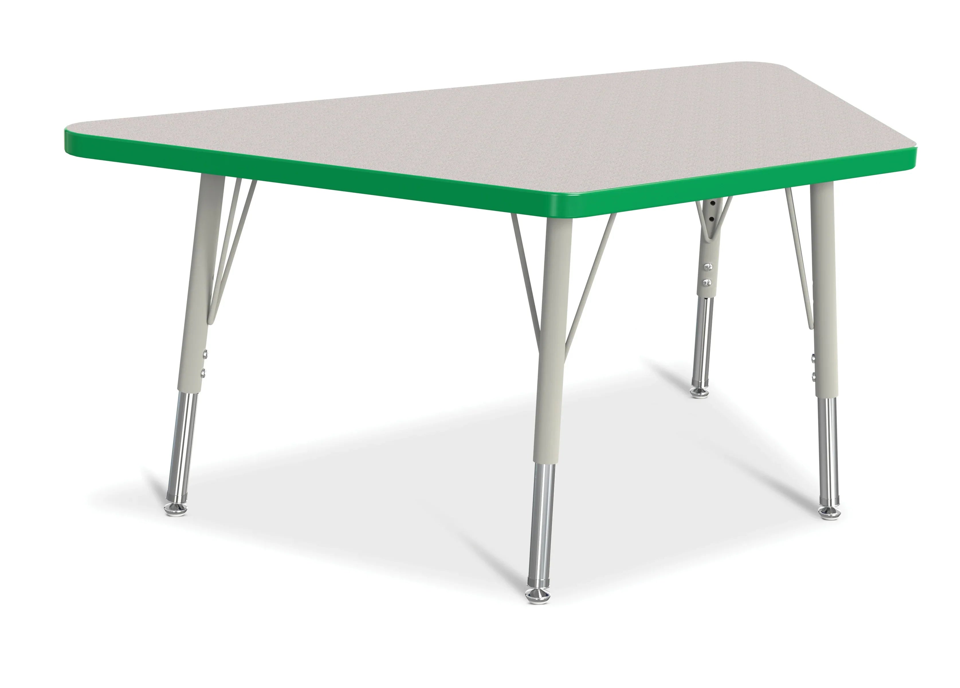 Berries® Trapezoid Activity Tables - 24" X 48", E-height - Freckled Gray/Green/Gray