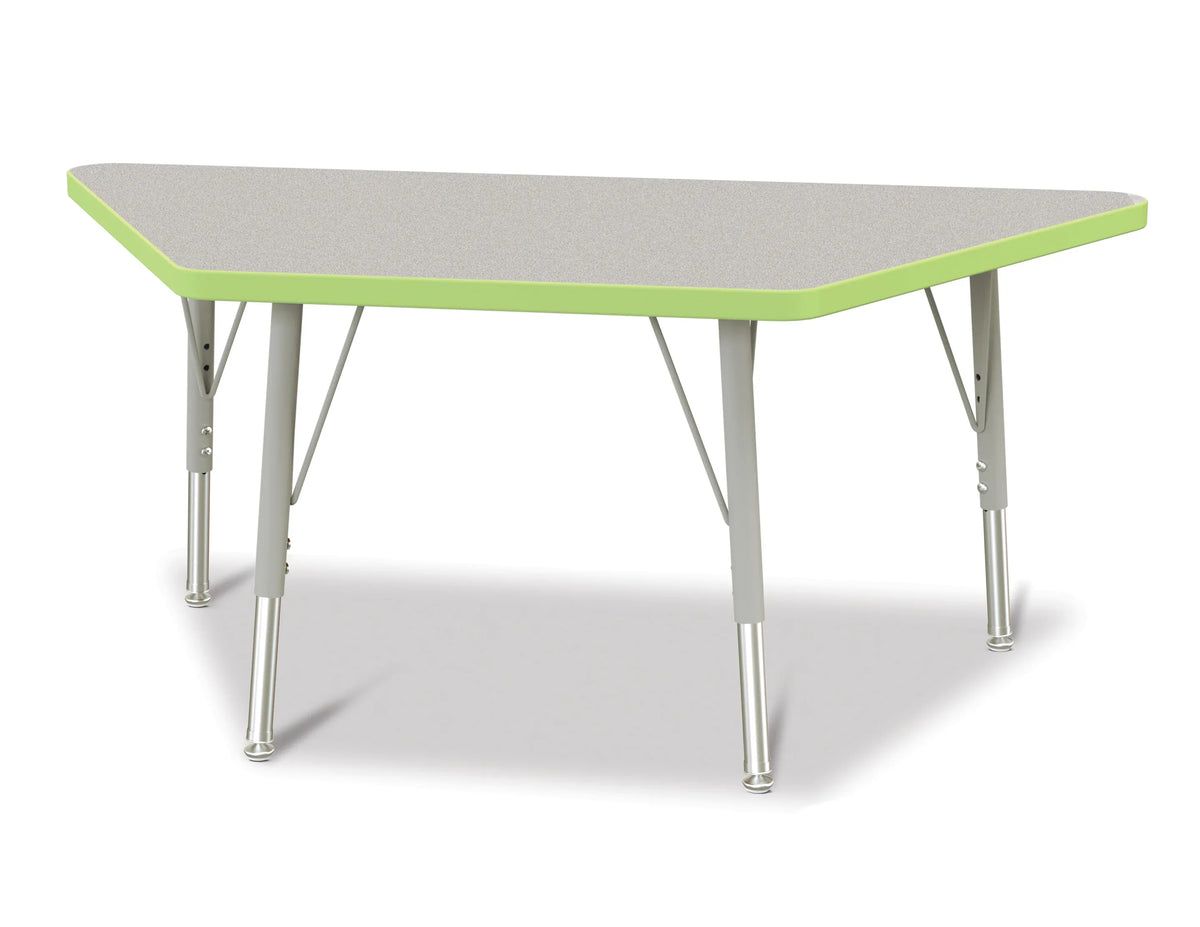 Berries® Trapezoid Activity Tables - 24" X 48", E-height - Freckled Gray/Key Lime/Gray