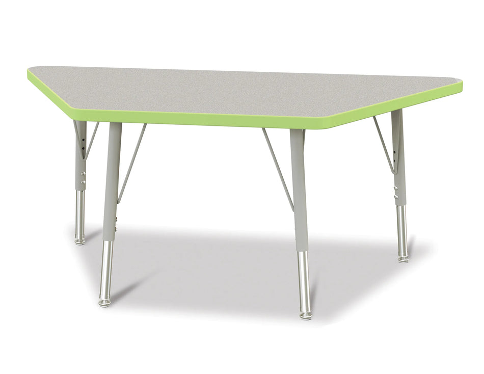 Berries® Trapezoid Activity Tables - 24" X 48", E-height - Freckled Gray/Key Lime/Gray